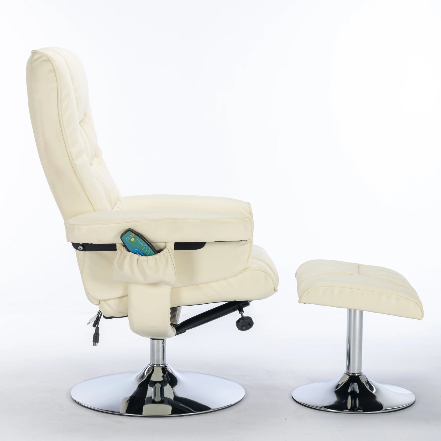 Ergonomische Stoel – Massagestoel – Relaxfauteuil – Comfortstoel – PU-Leder Bekleding – Verstelbare Rugleuning - 79 x 79 x 106 cm - Beige