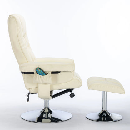 Ergonomische Stoel – Massagestoel – Relaxfauteuil – Comfortstoel – PU-Leder Bekleding – Verstelbare Rugleuning - 79 x 79 x 106 cm - Beige