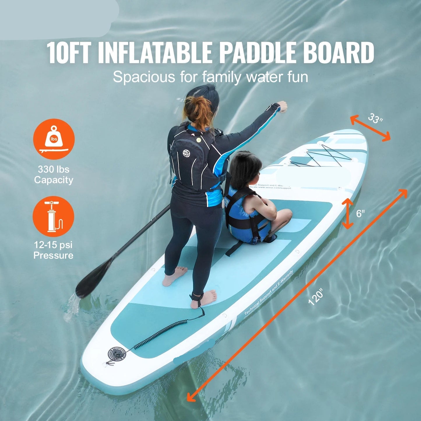Supboard - Stand-Up Paddle Board - Sup - Sup Board Opblaasbaar - 10' x 33" x 6" - Inclusief Accessoires en Reparatieset – Antislip Dek – Geschikt voor Jongeren en Volwassenen