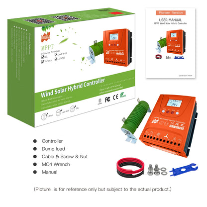 Omvormer - Laadregelaar - Hybride Laadregelaar - Hybride Wind-en Zonnelaadregelaar - Wind 1200W Solar 1200W - Auto 24V 48V