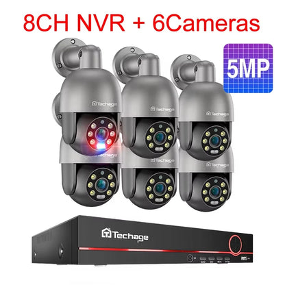 Tecahge 8CH 8MP 5MP CCTV Security POE Camera System PTZ H.265 4K Outdoor AI Human Detection Two-way Audio NVR Record Surveillanc