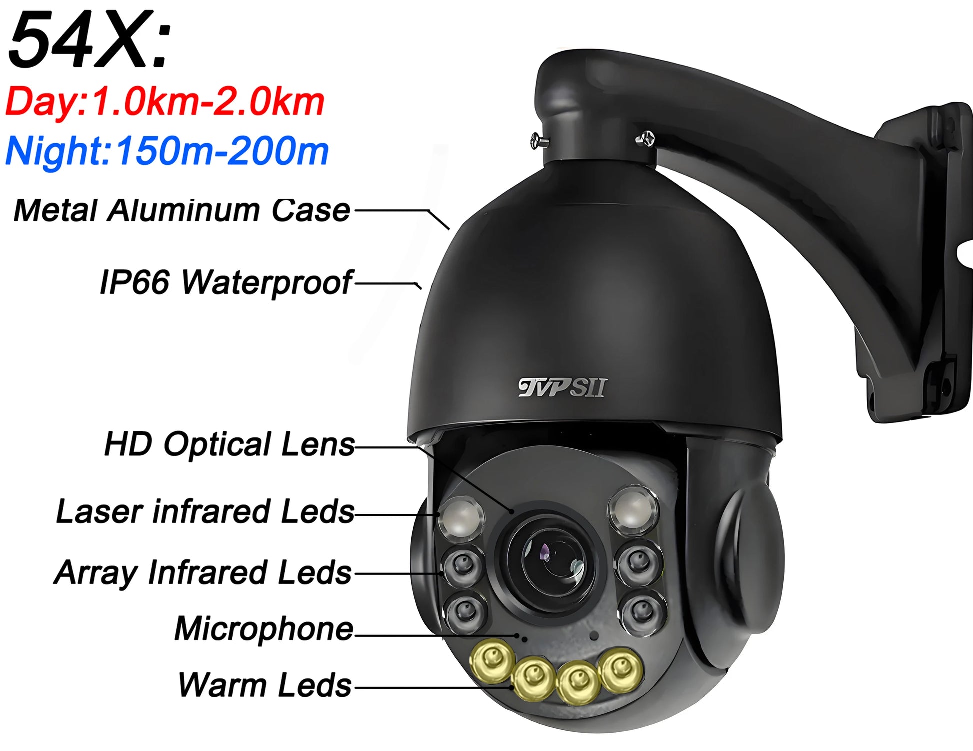 8MP 4K PTZ IP Camera – Beveiligingscamera – Dome Camera – CCTV Camera – IP Camera – 54x Optische Zoom – Automatische Tracking & IP66 Waterdicht - QUORE