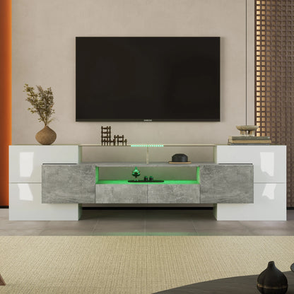 Tv-Meubel – Tv-Kastje – Tv-Dressoir – Meubel – Hoogglans Wit – Ingebouwde LED-Verlichting – 200 Cm Breed