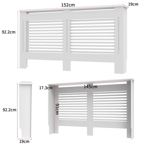 Radiatorombouwen - Radiatorbekleding - Woonkamer Meubels - Moderne Minimalistische Stijl - Horizontaal - Groot - Buiten 152x19x92.2cm/59.8x7.4x36inch - Binnen 145x17.3x91cm/57x6.8x35.8inch - Wit