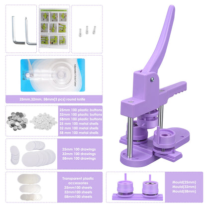 Knop Maker Machine - Knopenmachine - knop Badge Maker - Badge   Pin Maker - handmatige machine - 25Mm, 32Mm, 58Mm - Purple