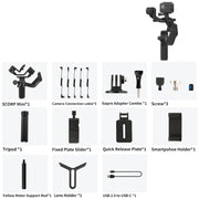 Gimbal Smartphone - Stabilisator voor Smartphone & Camera - Gimbal voor Smartphone & Camera - 3-Axis - Alles-in-één - Handheld spiegelloos - met AI-tracker Magnetic Fill - Kantelhoek +170°~-45° - 360° - Zwart