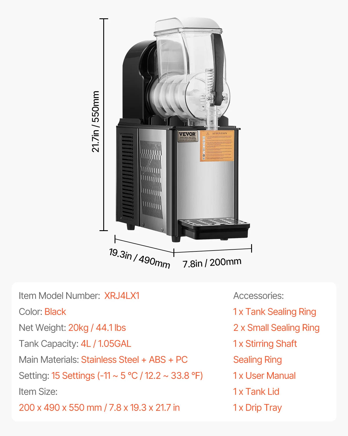 Slushy Machine – Slushmachine – IJsmachine – Frozen Drink Maker – Dubbele Tanks 1x4L – Instelbare Temperatuur