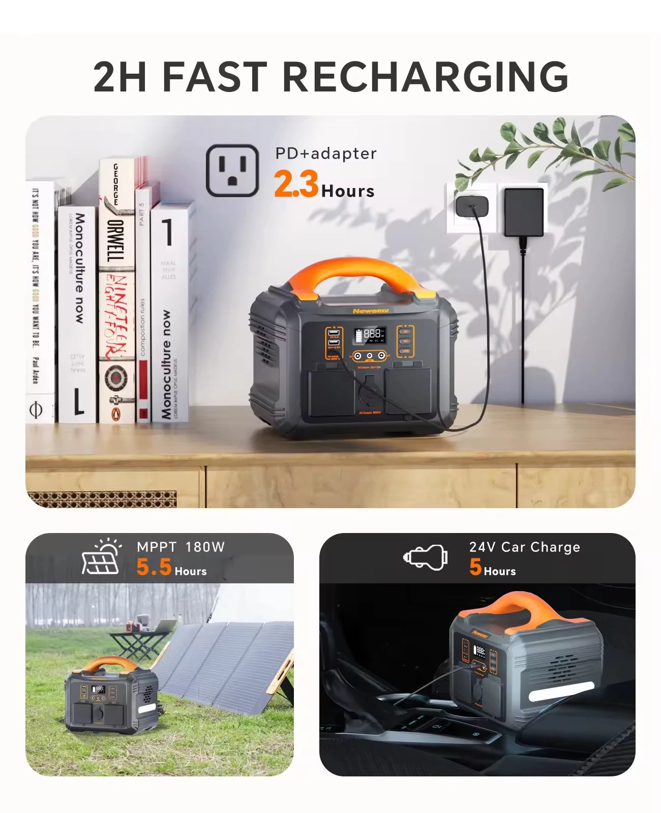 Powerbank – Draagbare Accu – Noodstroomvoorziening – Zonne-energie Generator – 300W Vermogen – 236,25Wh LMFP Batterij – Compact & Lichtgewicht