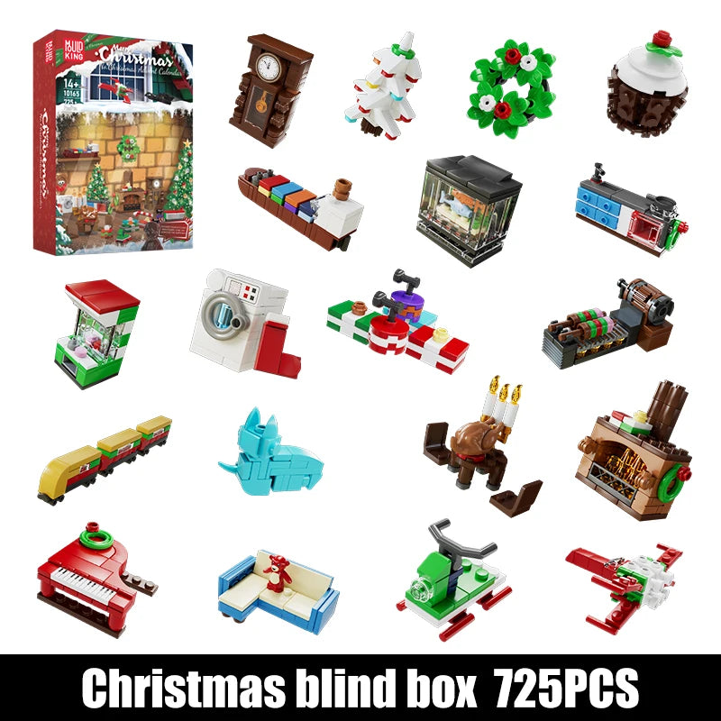 Advent Calendar - Christmas Advent Calendar - Die King - Christmas Building Block - Assembly Building Block Toys - Children's Christmas Gift - Toys - Playset - Red Box