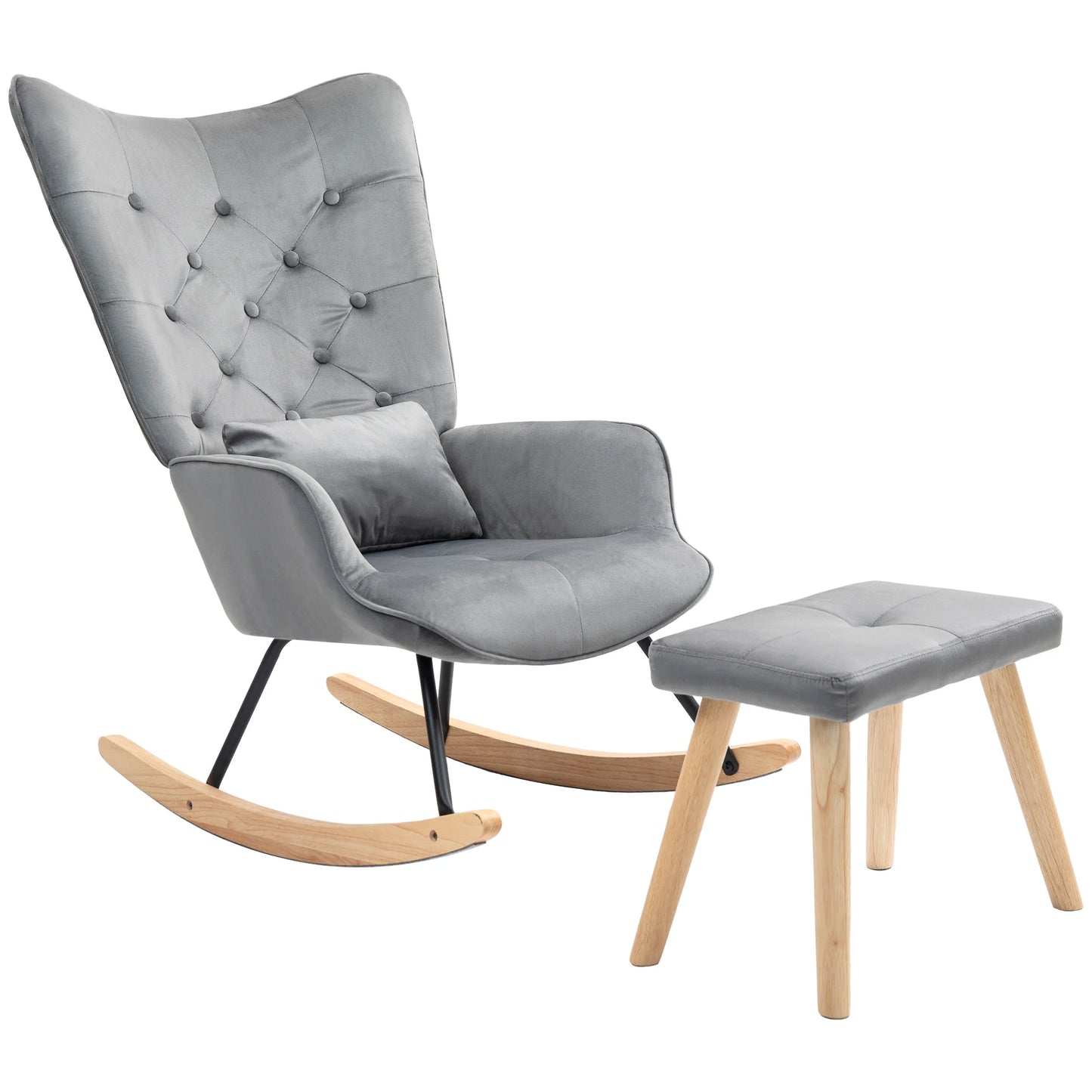 Velvet Schommelstoel – Relaxstoel – Hangstoel – Fauteuil – Lounger – Comfortabel Velvet Oppervlak – Inclusief Voetenbank