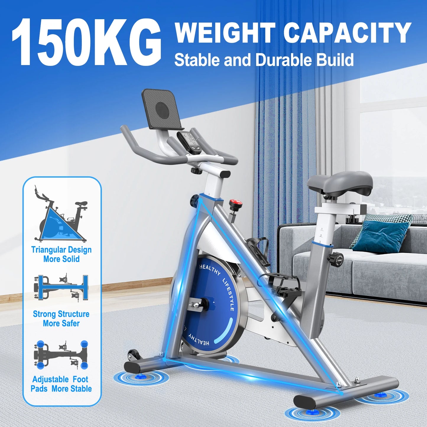 Indoor Fiets – Hometrainer – Cardio Fiets – Fitnessfiets – Stabiel Tot 150 Kg – Verstelbare Weerstand 300 Watt - Zwart