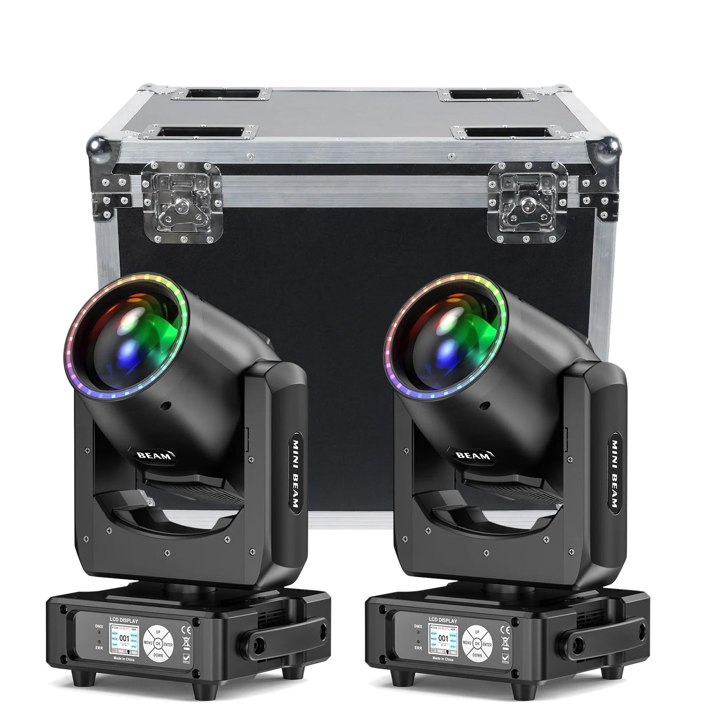 Moving Head Lights – DJ Verlichting – Podiumlampen – Effectverlichting – Concertlampen – 2 Stuks Met Flightcase – 450W Krachtige Lichtbron – 48 Lichtpatronen - QUORE
