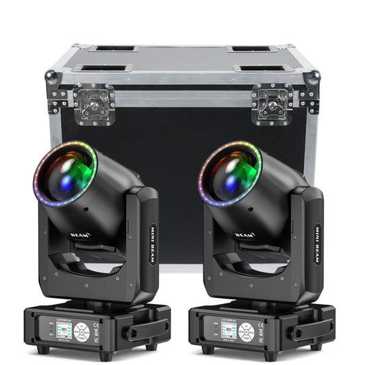 Moving Head Lights – DJ Verlichting – Podiumlampen – Effectverlichting – Concertlampen – 2 Stuks Met Flightcase – 450W Krachtige Lichtbron – 48 Lichtpatronen - QUORE