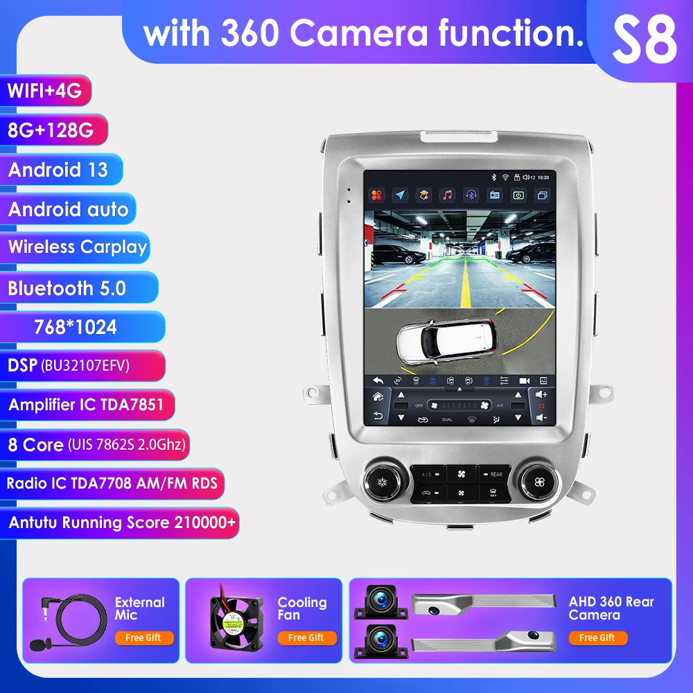 Autoradio – Multimedia Speler – GPS Navigatie – 2DIN Radio – Bluetooth – 9,7 Inch Touchscreen – 360° Camera Ondersteuning