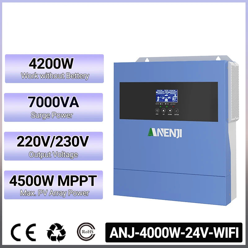 Hybride Zonnestroomomvormer – Zonne-omvormer – Solar Omvormer – PV Omvormer – Energie Omvormer – 4000W Vermogen – Ingebouwde Wifi Monitoring