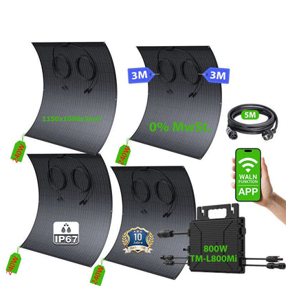 Flexibele Zonnepanelen – Zonne-energiepanelen – Lichtgewicht Zonnepanelen – Weerbestendige Panelen – 240W Vermogen – IP67 Waterdicht