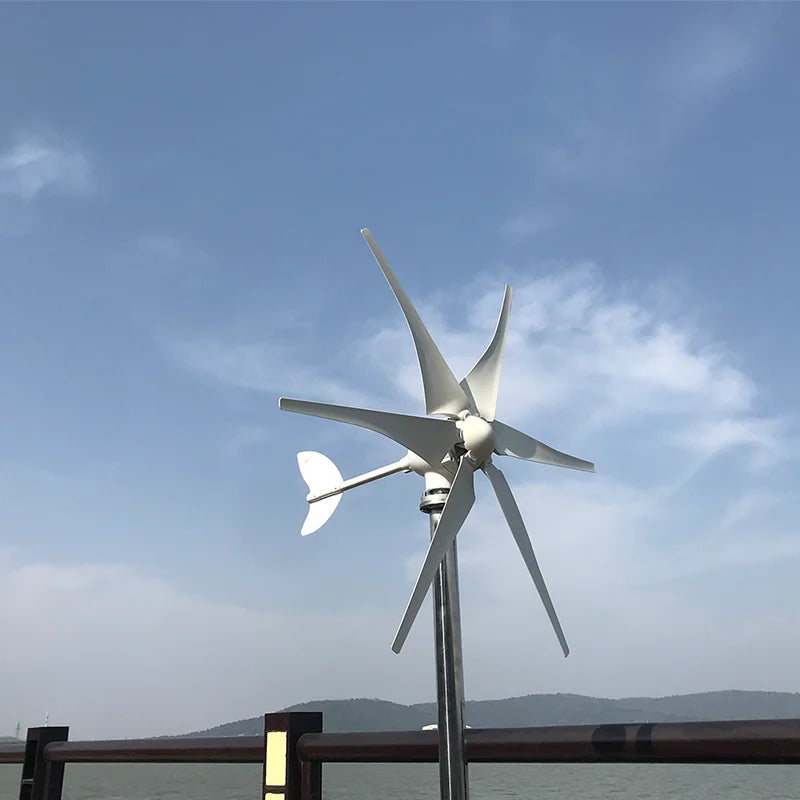 Windturbine - Windmolen - Windturbine Generator - Windenergie - 5000W - 12V - met MPPT Controller - 6 Messen - Stille en Efficiënte Energieoplossing - voor Thuisgebruik