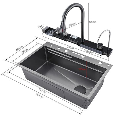 Spoelbakset – Keukenspoelbak – Enkele Spoelbak – RVS Spoelbak – Inbouw Spoelbak – 68x46 cm – 304 RVS Materiaal – Digitale Kraan Met Display