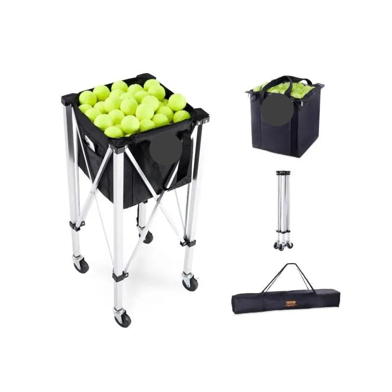 Opvouwbare Tennisbalwagen - Tennisbalkar - Ballenwagen - Ballenkar - met Wielen - en Remmen - 180 Capaciteit - Aluminium Frame - QUORE