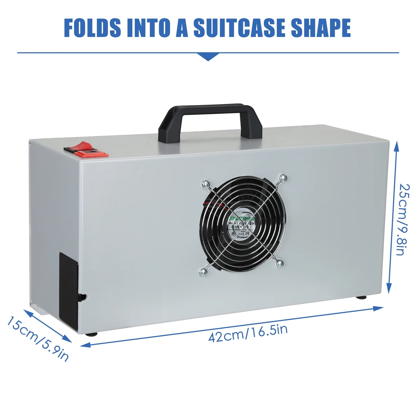 Afzuigventilator – Afzuiger – Ventilator – Luchtverfrisser – Werkplaatsventilator – 4 M³/Min Luchtstroom – Compact En Draagbaar - 220V