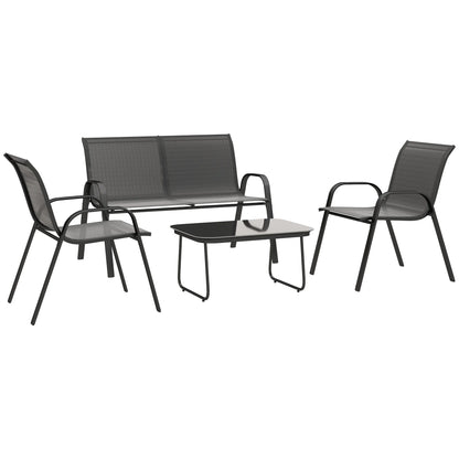 4-Delige Loungeset – Tuinset – Buitenmeubels – Loungeset Balkon – Weerbestendig – Eenvoudige Montage - QUORE