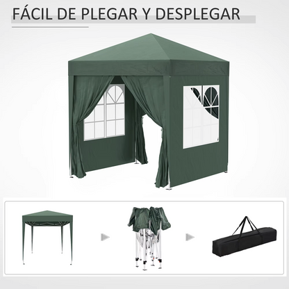 Paviljoen - Tuinpaviljoen - Partytent - Tuintent - Pop-up Kliksysteem - Stabiel - Vouwtent - Opvouwbaar - Waterdicht - Winterbestendig - 50+UV-Bescherming - voor Tuin - Buiten - Achtertuin - 2 x 2 m - Groen