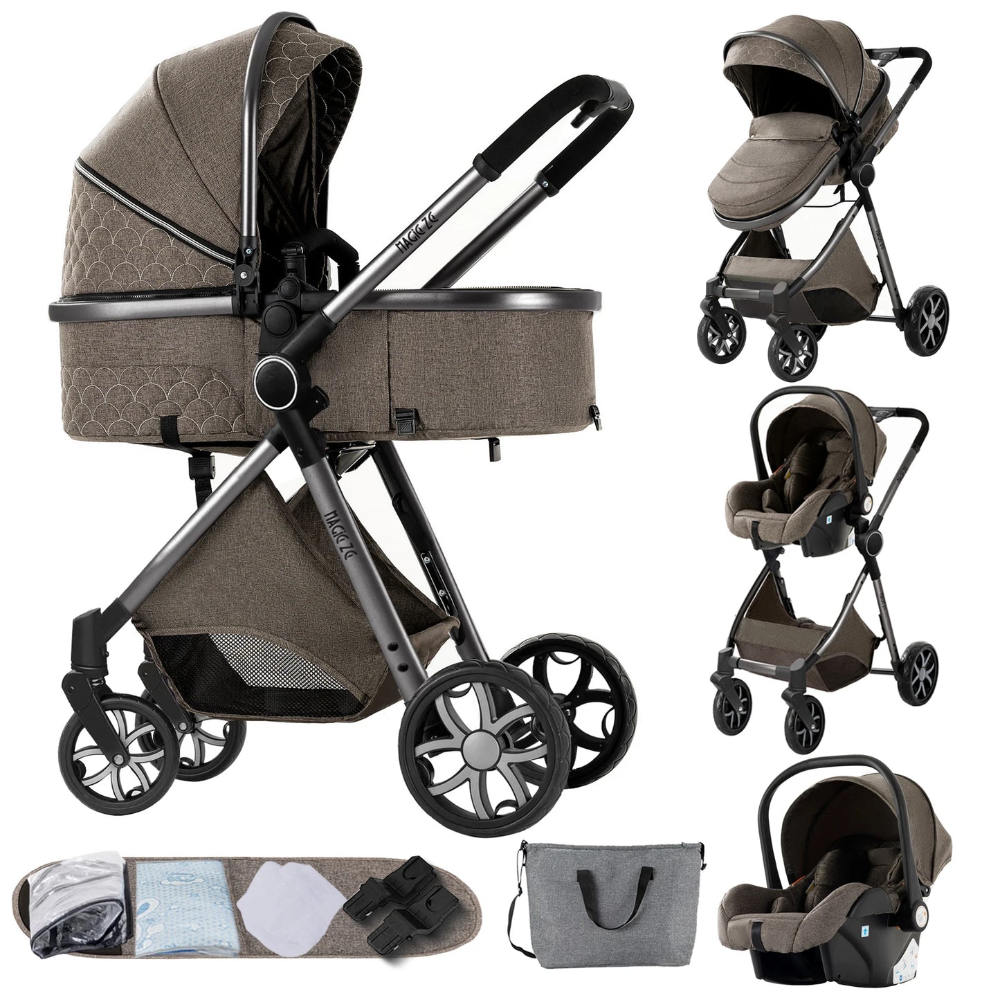 Baby High Landscape Lightweight Prams 3-in-1 Baby Stroller Travel System Carriages for Newborns Pushichair Car Seat Stroller