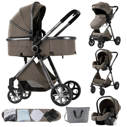 Baby High Landscape Lightweight Prams 3-in-1 Baby Stroller Travel System Carriages for Newborns Pushichair Car Seat Stroller
