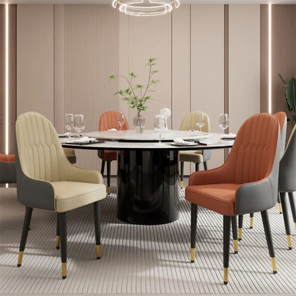 Eetkamerstoelen – Stoelset – Keukenstoel – Designstoel – Barschauw – Microfiber Kunstleer – Stevig Metaal & Hout – Set van 2 – Comfortabele Zitting – Modern Oranje-Grijs