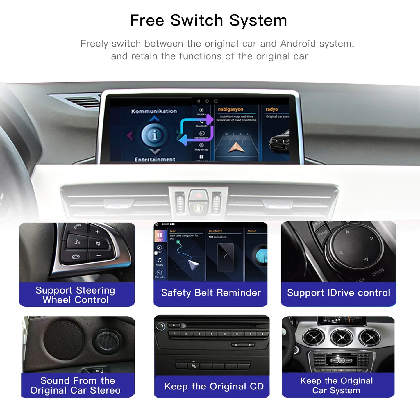 CarPlay Adapter – Draadloze CarPlay Dongle – Android Auto Interface – Auto Multimedia Systeem – BMW X1 F48 Upgrade – 10,25 Inch Touchscreen – Android 14 Besturingssysteem