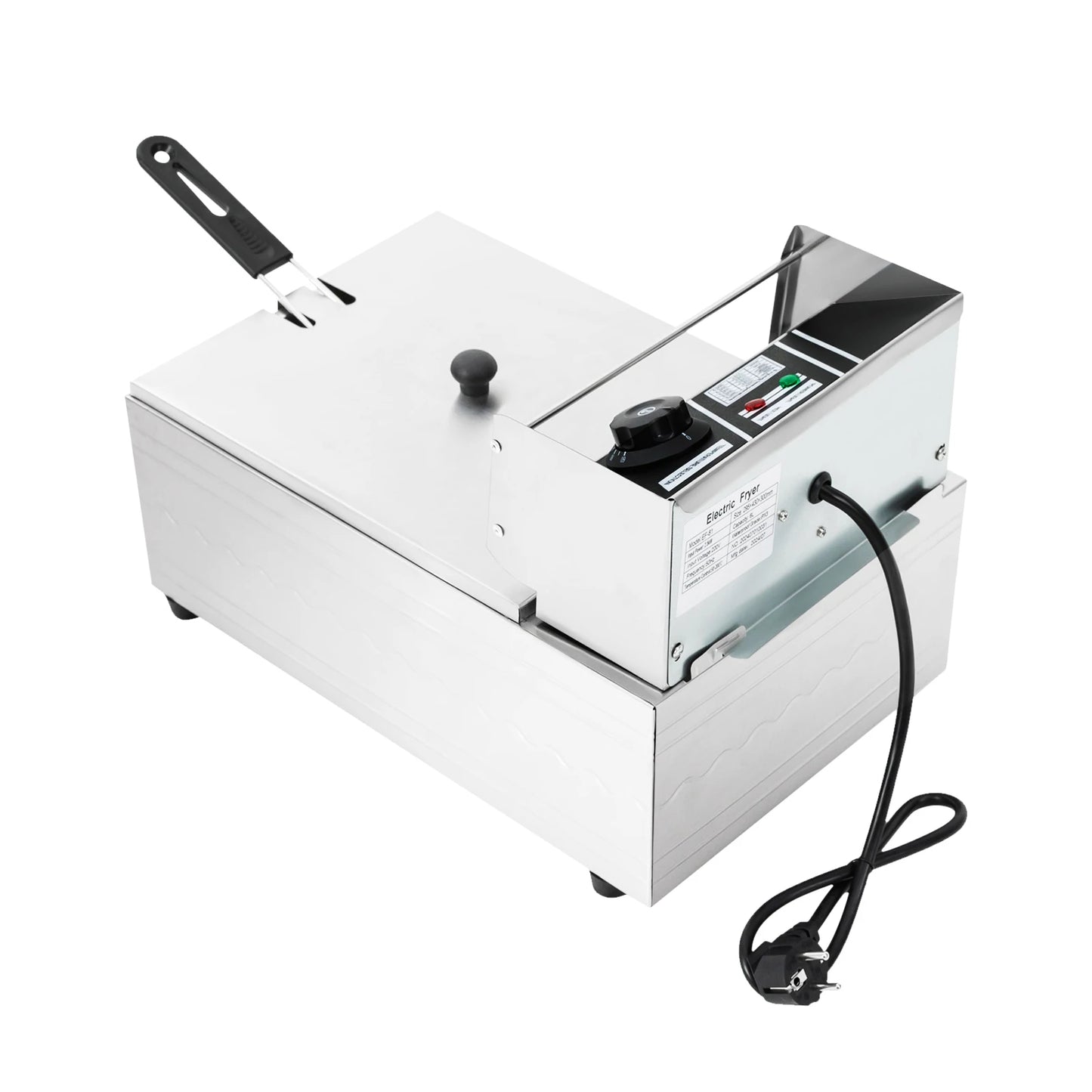 Friteuse - 6L – Frituurpannen - 2500W – Elektrische - RVS – Temperatuurregeling – Voor Thuis - en Horeca – Incl. Frituurmand - Lichtgrijs