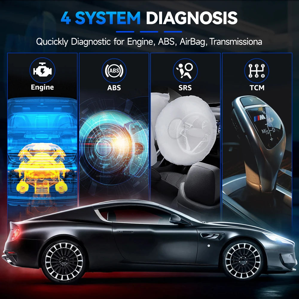 OBD2 Scanner – Autodiagnose Tool – Foutcodes Lezer – Motor Scanner – ABS Scanner – 4-in-1 Diagnose – 64+ Merken Compatibel