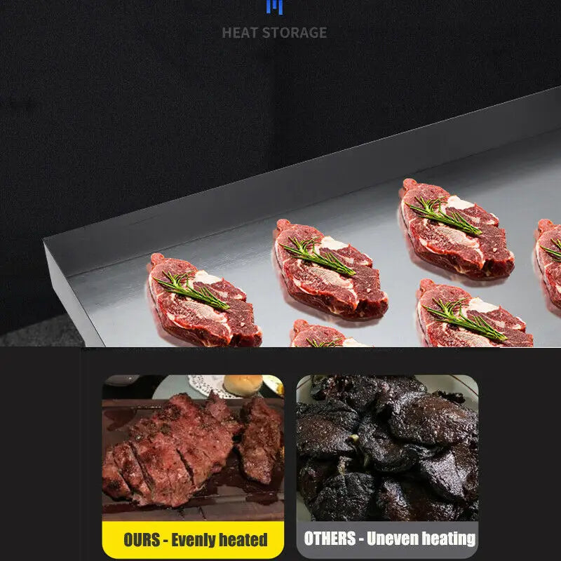 Elektrische Grillplaat - Grillplaat - Teppanyaki Grill - voor Horeca - Thuisgebruik - Ruim Bakoppervlak - 3000W - 220-240 V / 50 Hz - 30-300°C - RVS - 55 x 43 x 15 cm - Zilver