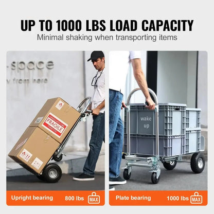 Steekwagen - Steekkar - Steekwagen Opvouwbaar - Transportkar - Transportwagen - Aluminium - Zware - Vouwbare Kar - voor Magazijn en Supermarkt - 300lbs - Zilver