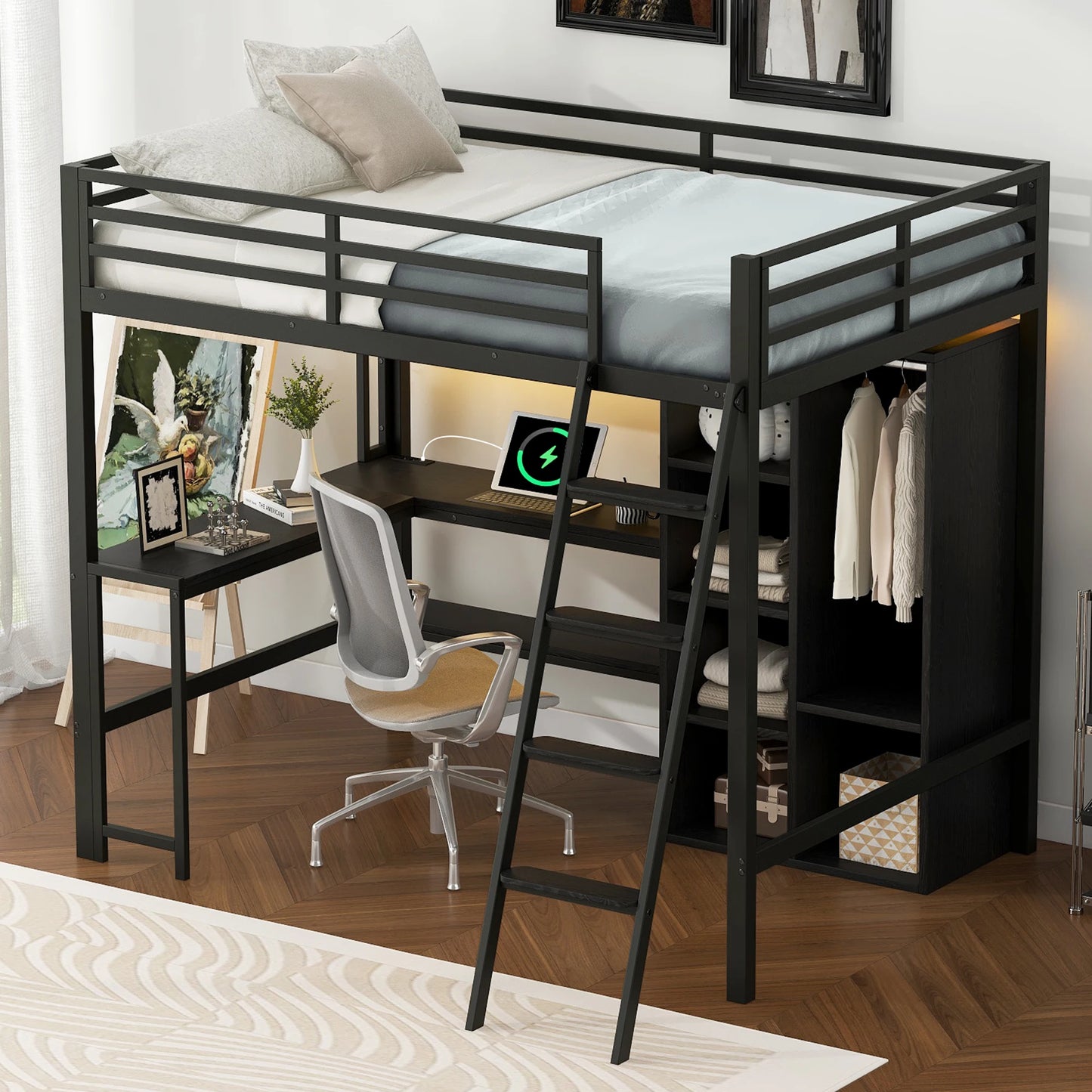Kinderbed – Kinderbedje – Peuterbed – Jongerenbed – Houten Bed – Massief Grenenhout – Veilig Bedhek 60 cm Hoog – Open Vloerontwerp Zonder Lattenbodem