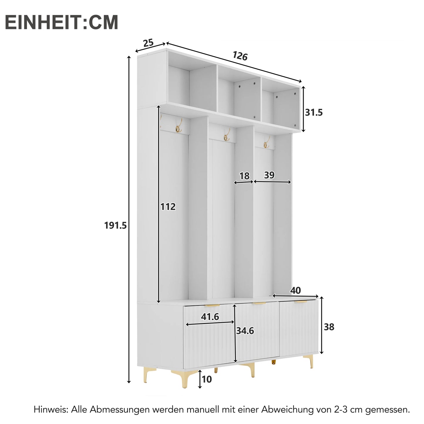 Multifunctionele Kledingkastset - Laden - Kledinghaken - Modern design met Mydraulische - Scharnieren en Praktische - Opbergruimte - 192 cm - Wit