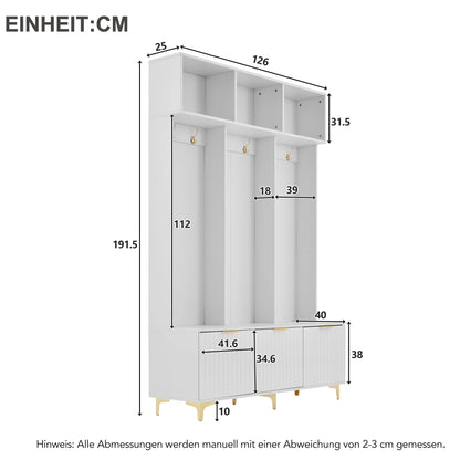 Multifunctionele Kledingkastset - Laden - Kledinghaken - Modern design met Mydraulische - Scharnieren en Praktische - Opbergruimte - 192 cm - Wit