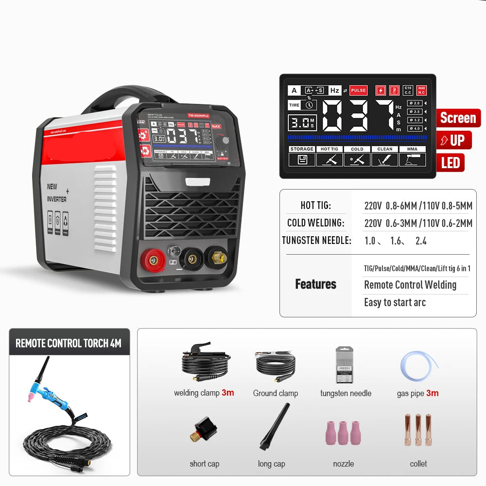 TIG-Lasmachine – Lasapparaat – Metaallasmachine – Precisie Lasser – 200 Ampère – 110V/220V Gebruik