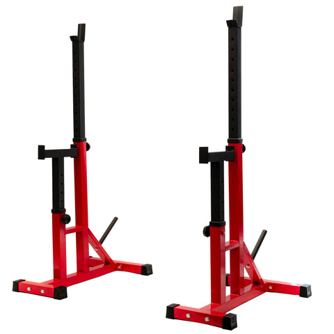 Power Rack - Haltersteunen - Squat Rek - Verstelbaar Squat Rack & Haltersteun - Multifunctioneel Krachtstation - Rood
