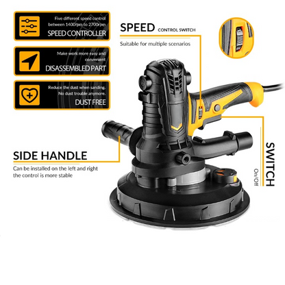 Polijstmachine - Slijpen - Gipsplaten Sander - 900W - 1400-2700r/min - 230-240V - Zwart