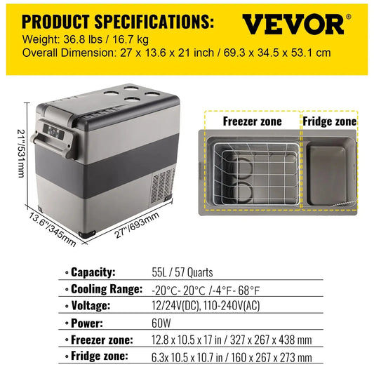 Sihao 15L 20L 30L 35L 40L 45L 50L 55L Portable Refrigerator Compressor Fridge Freezer Mini Cooler for Outdoor Camping BBQ Picnic