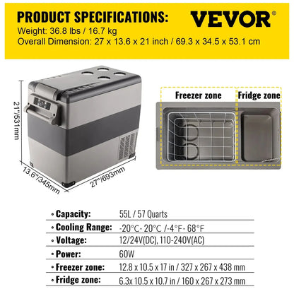Sihao 15L 20L 30L 35L 40L 45L 50L 55L Portable Refrigerator Compressor Fridge Freezer Mini Cooler for Outdoor Camping BBQ Picnic