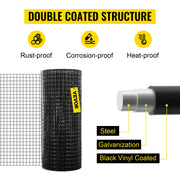 Chicken Wire - Garden Fencing - Garden Fencing - Welded - Vinyl Coated - 24in x 50ft - Black Hardware Cloth &amp; Mesh