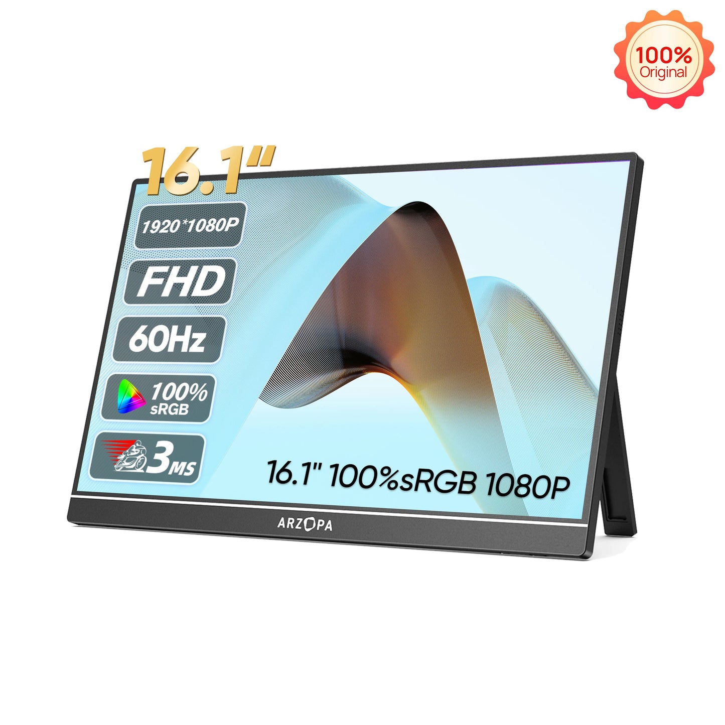 Portable Monitor – Draagbaar Beeldscherm – Laptop Scherm Uitbreider – Extra Scherm – USB-C Monitor – 16,1 Inch – Full HD – 100% sRGB Kleurruimte