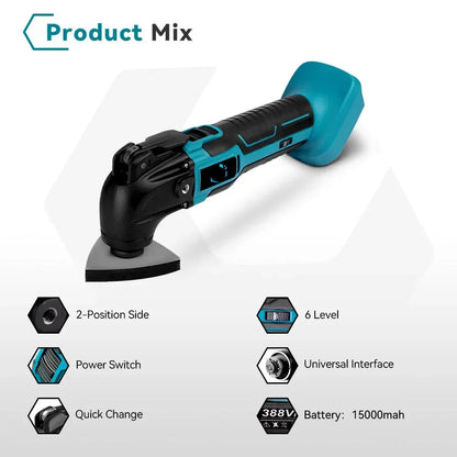 Oscillerend Multitool - Accu Multitool - Electrische Zaag - 600W - Trimmer en Slijper - 6 Snelheden - 18V - Elektrisch Renovatiegereedschap - 1 Accu