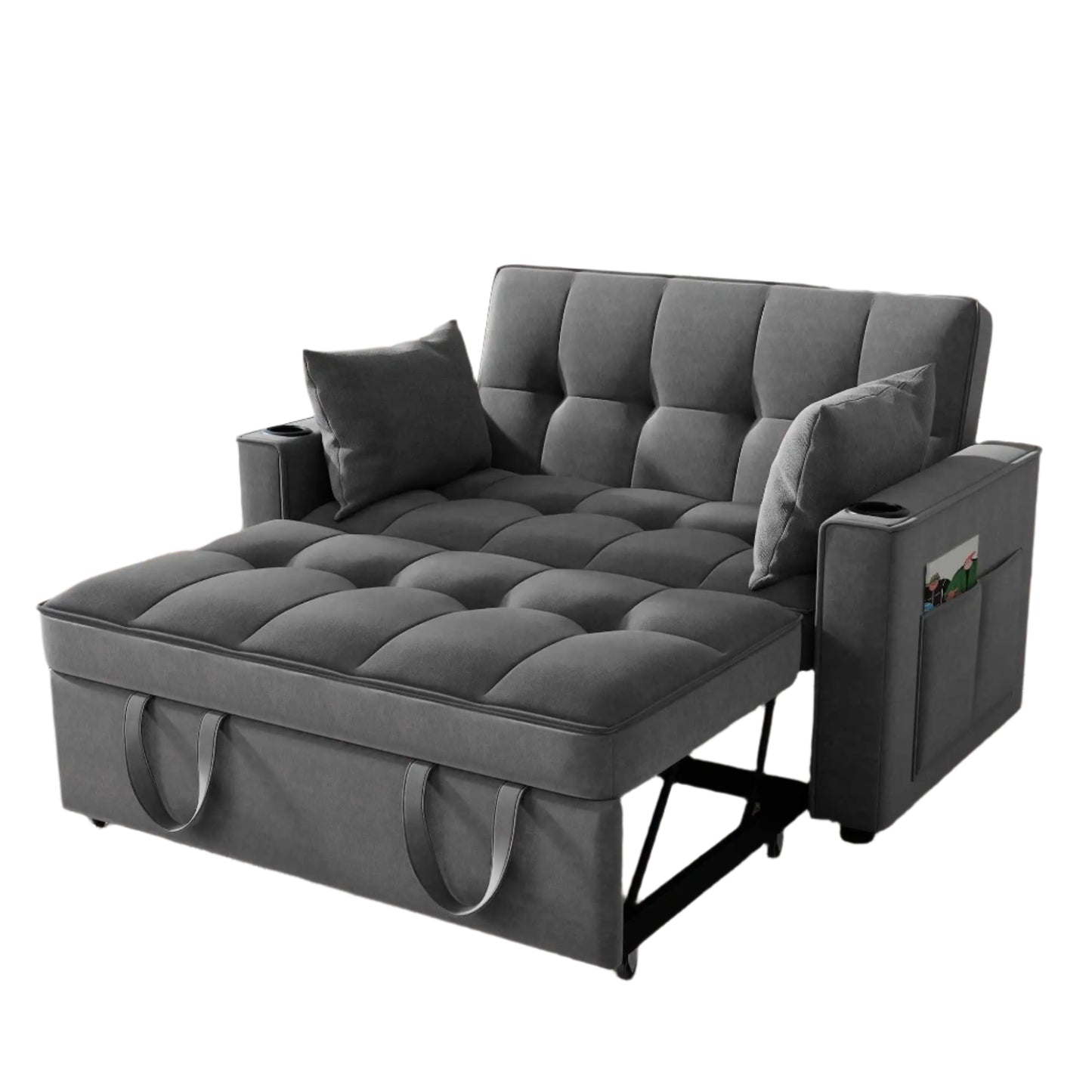 3-In-1 Velvet Slaapbank – Bedbank – Relaxstoel – Slaapbank Met Opbergruimte – Verstelbare Rugleuning – Massief Houtframe – Zachte Kussens - QUORE