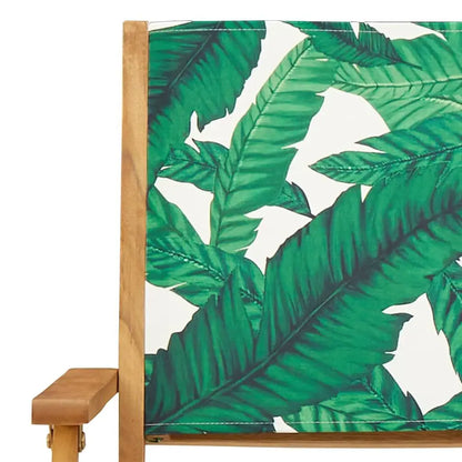 Tuinklapstoel – Set van 2 - Tuinstoel – Opvouwbare Stoelen – Balkonstoelen – Terrasstoelen – Acaciahout – Weerbestendig – Groen Bladmotief - Groen