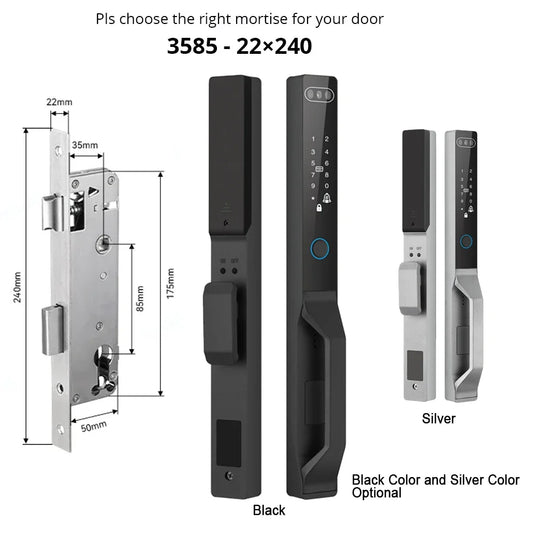 For Euro Mortise of 85/92 3D Face Recognition Smart Door Lock Tuya App Control IP68 Waterpoof Wifi Eletric Digital Smart Lock - QUORE