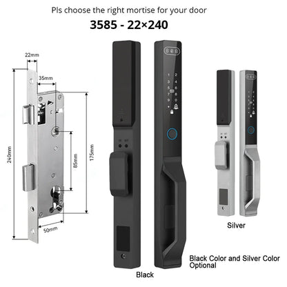 For Euro Mortise of 85/92 3D Face Recognition Smart Door Lock Tuya App Control IP68 Waterpoof Wifi Eletric Digital Smart Lock - QUORE