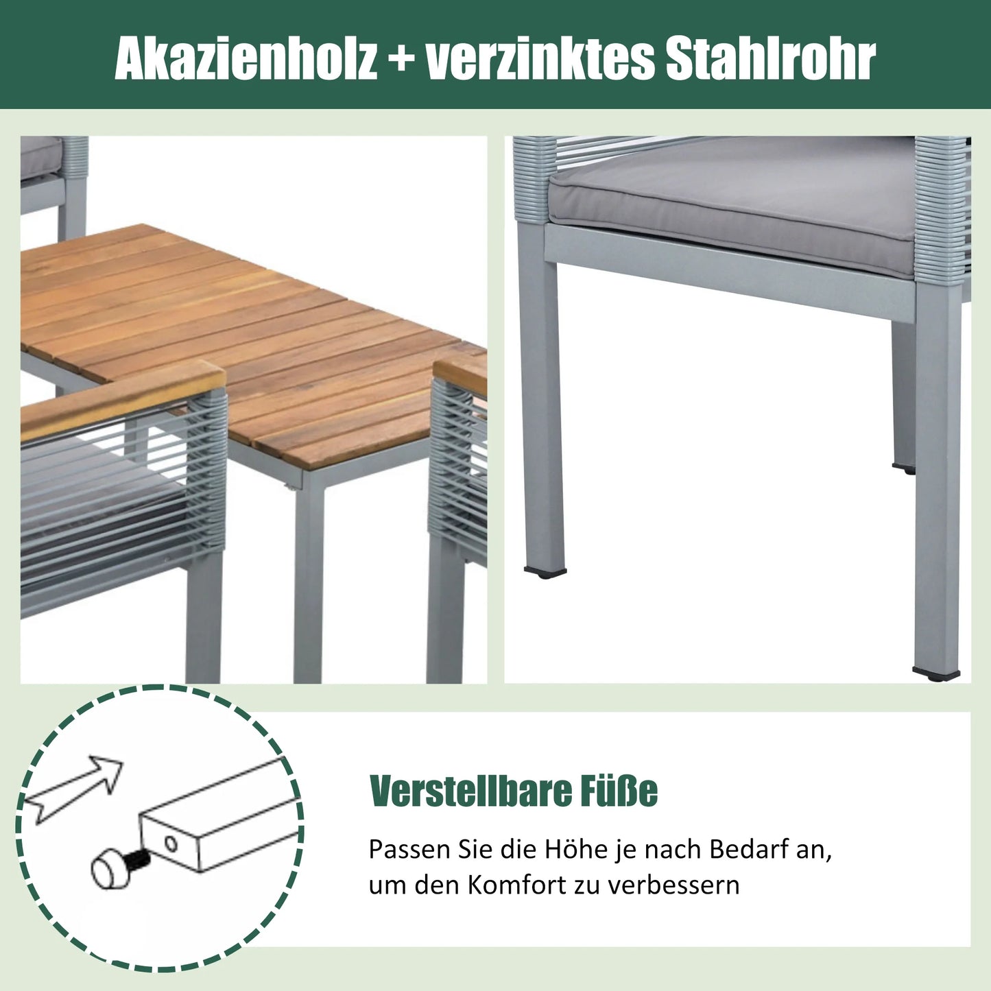 Tuinloungeset – Tuinmeubelset – Loungeset Buiten – Balkonmeubels – Gepoedercoat Stalen Frame – Waterafstotende Kussens